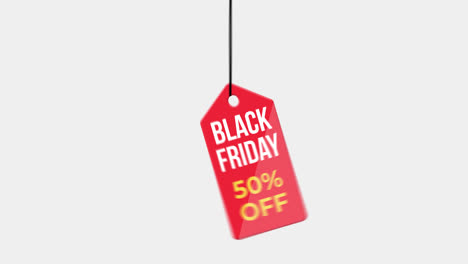 black-friday-Sale-discount-50-percent-off-hanging-with-rope-badge.-paper-tag-label-animation.-Sale-concept.